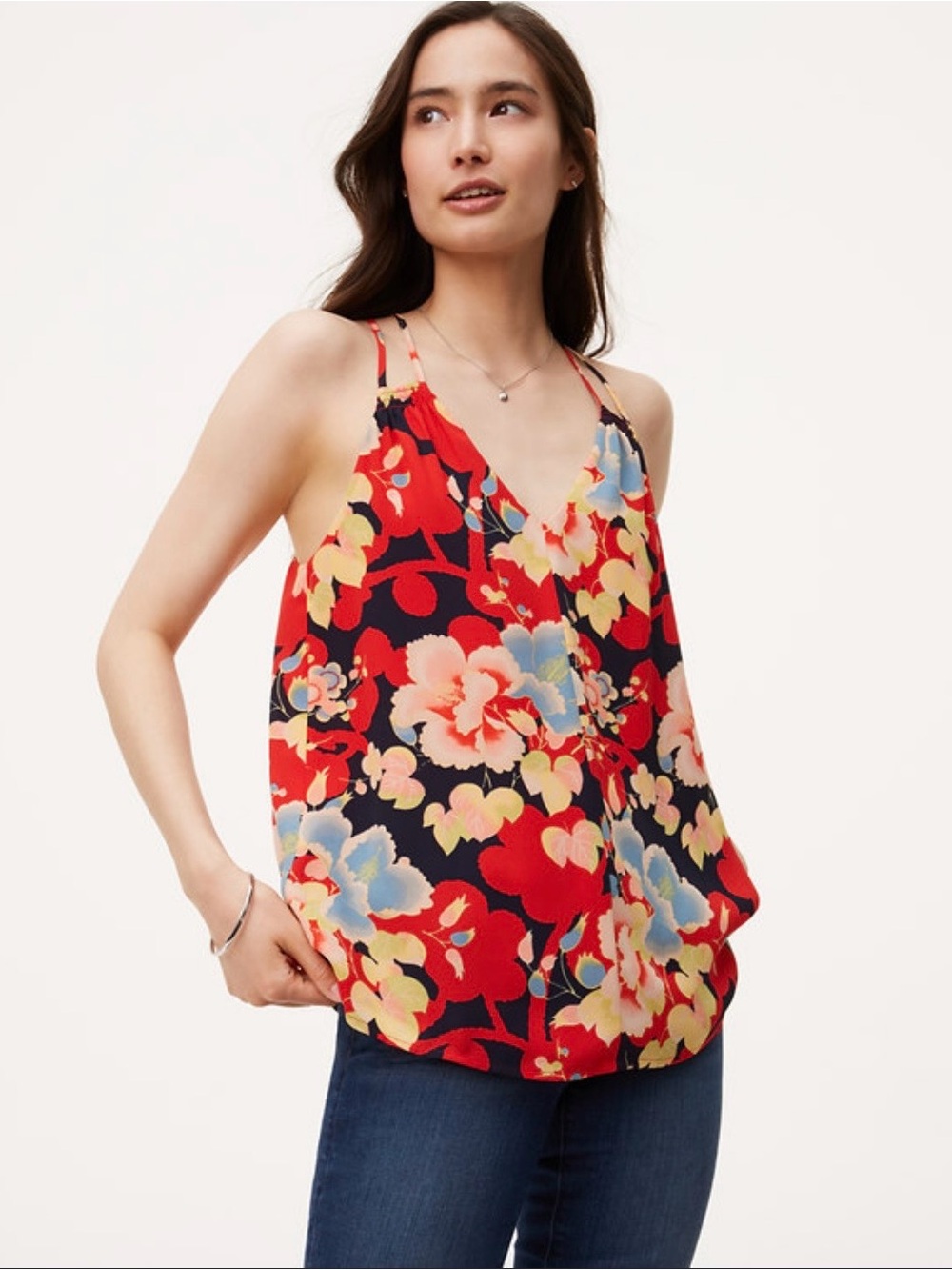 ANN TAYLOR LOFT Floral Print Double Strap Cami